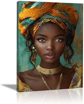 Amazon.co.jp: ZFXFHDR(へ楽ーツ) アフリカの女性 絵画 黒人女性の